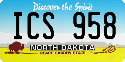 ND license plate ICS958