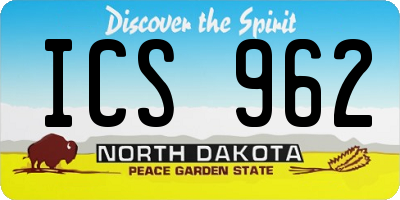 ND license plate ICS962