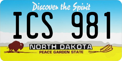 ND license plate ICS981