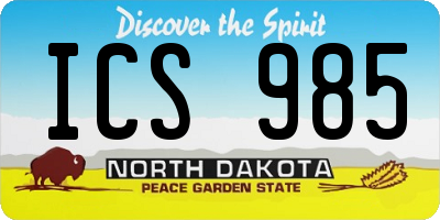 ND license plate ICS985