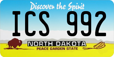 ND license plate ICS992