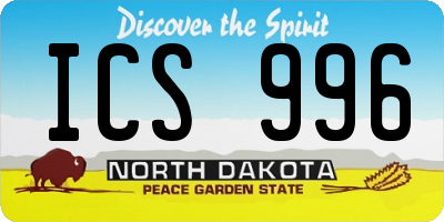 ND license plate ICS996