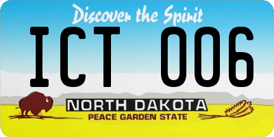 ND license plate ICT006