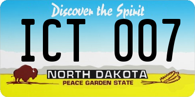 ND license plate ICT007