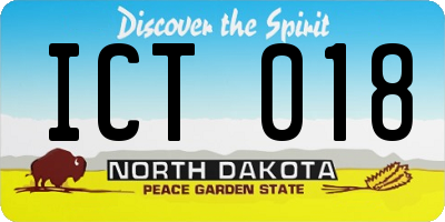 ND license plate ICT018