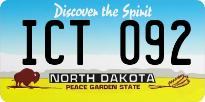 ND license plate ICT092
