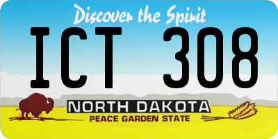 ND license plate ICT308