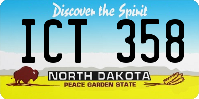 ND license plate ICT358