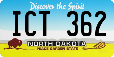 ND license plate ICT362