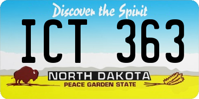 ND license plate ICT363