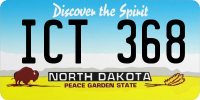 ND license plate ICT368