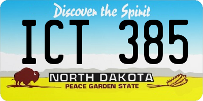 ND license plate ICT385