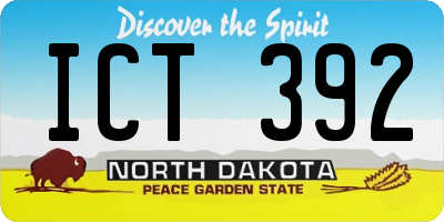 ND license plate ICT392