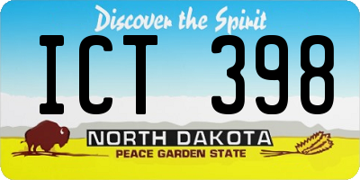 ND license plate ICT398