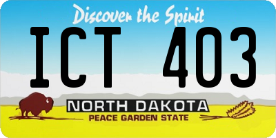 ND license plate ICT403