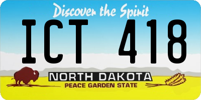 ND license plate ICT418