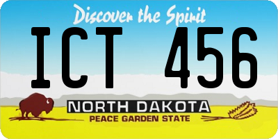 ND license plate ICT456