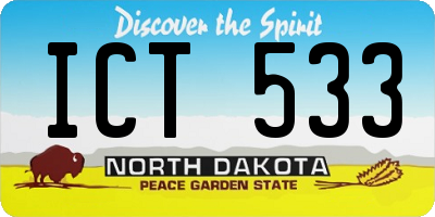 ND license plate ICT533