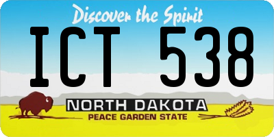 ND license plate ICT538