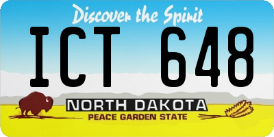 ND license plate ICT648