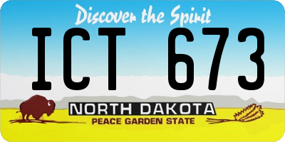 ND license plate ICT673