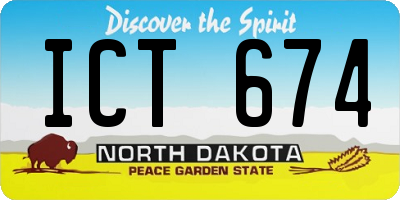 ND license plate ICT674
