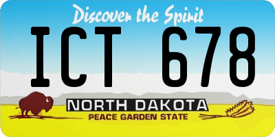ND license plate ICT678