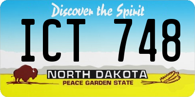 ND license plate ICT748