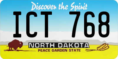 ND license plate ICT768