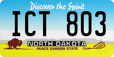 ND license plate ICT803