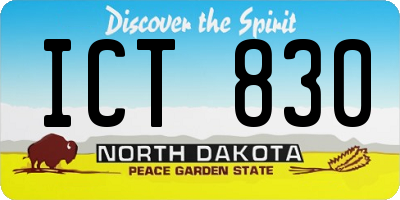 ND license plate ICT830