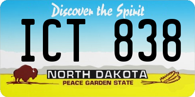 ND license plate ICT838