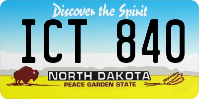 ND license plate ICT840