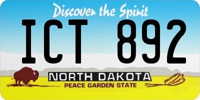 ND license plate ICT892