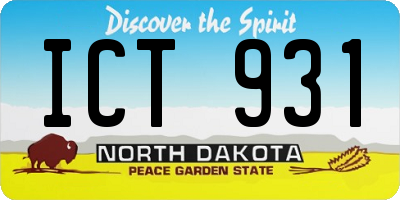ND license plate ICT931