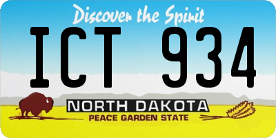 ND license plate ICT934