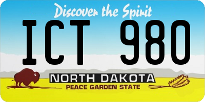 ND license plate ICT980