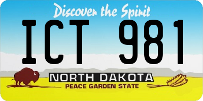 ND license plate ICT981