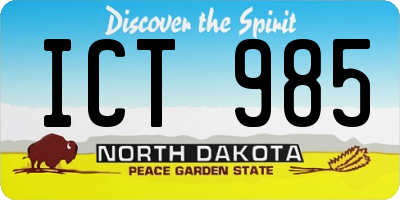 ND license plate ICT985