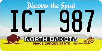 ND license plate ICT987