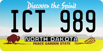 ND license plate ICT989