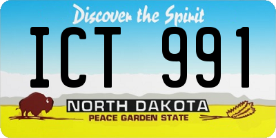 ND license plate ICT991