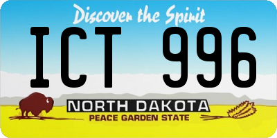 ND license plate ICT996