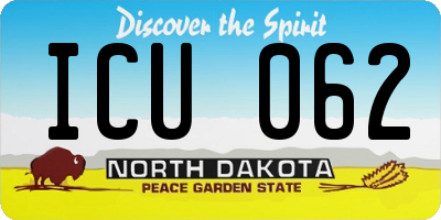 ND license plate ICU062