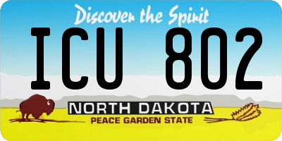 ND license plate ICU802
