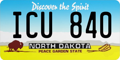 ND license plate ICU840