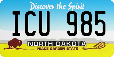ND license plate ICU985