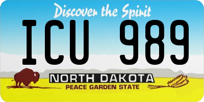 ND license plate ICU989