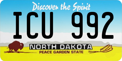 ND license plate ICU992