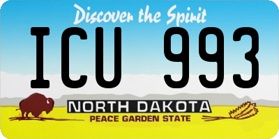 ND license plate ICU993